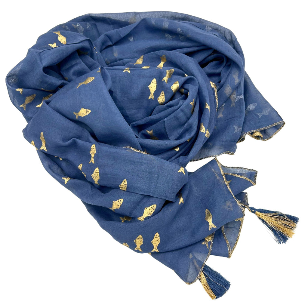 Sea Blue & Gold Fish Pareo