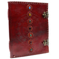 Seven Chakra Leather Journal & Book of Shadows, leather notebook product photograph