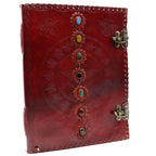 Seven Chakra Leather Journal & Book of Shadows, leather notebook product photograph