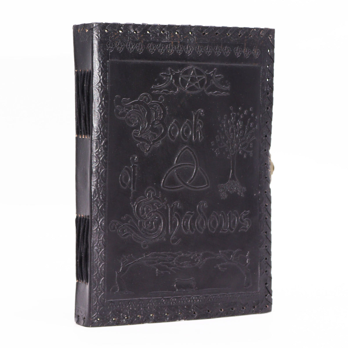 Leather Book of Shadows | Large Deckle-Edge Grimoire, leather notebook product photograph 3