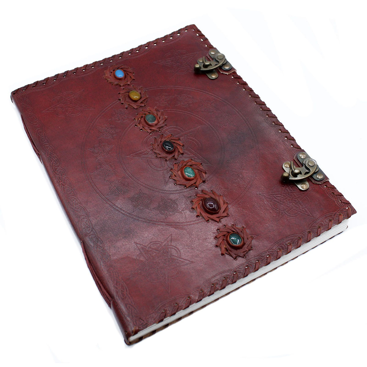 Seven Chakra Leather Journal & Book of Shadows, leather notebook product photograph 2
