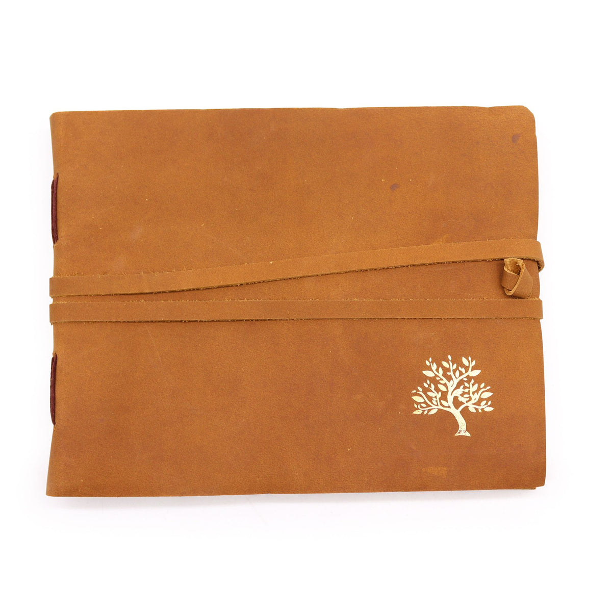 Golden Tree Leather Sketchbook, leather notebook product photograph