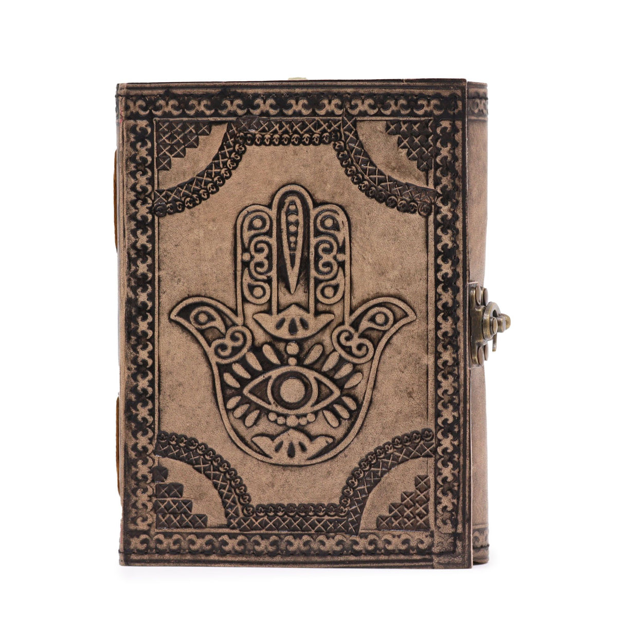 Hamsa Leather Esoteric Journal, leather notebook product photograph