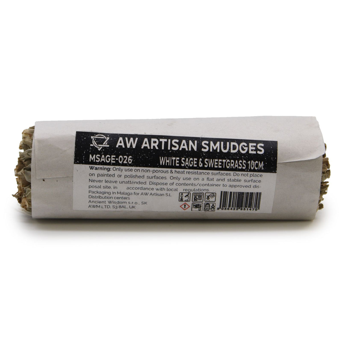 White Sage & Sweetgrass Smudge Stick - 10 cm