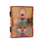 Buddha Seven Chakra Leather Journal | Deckle-Edge Notebook, leather notebook product photograph