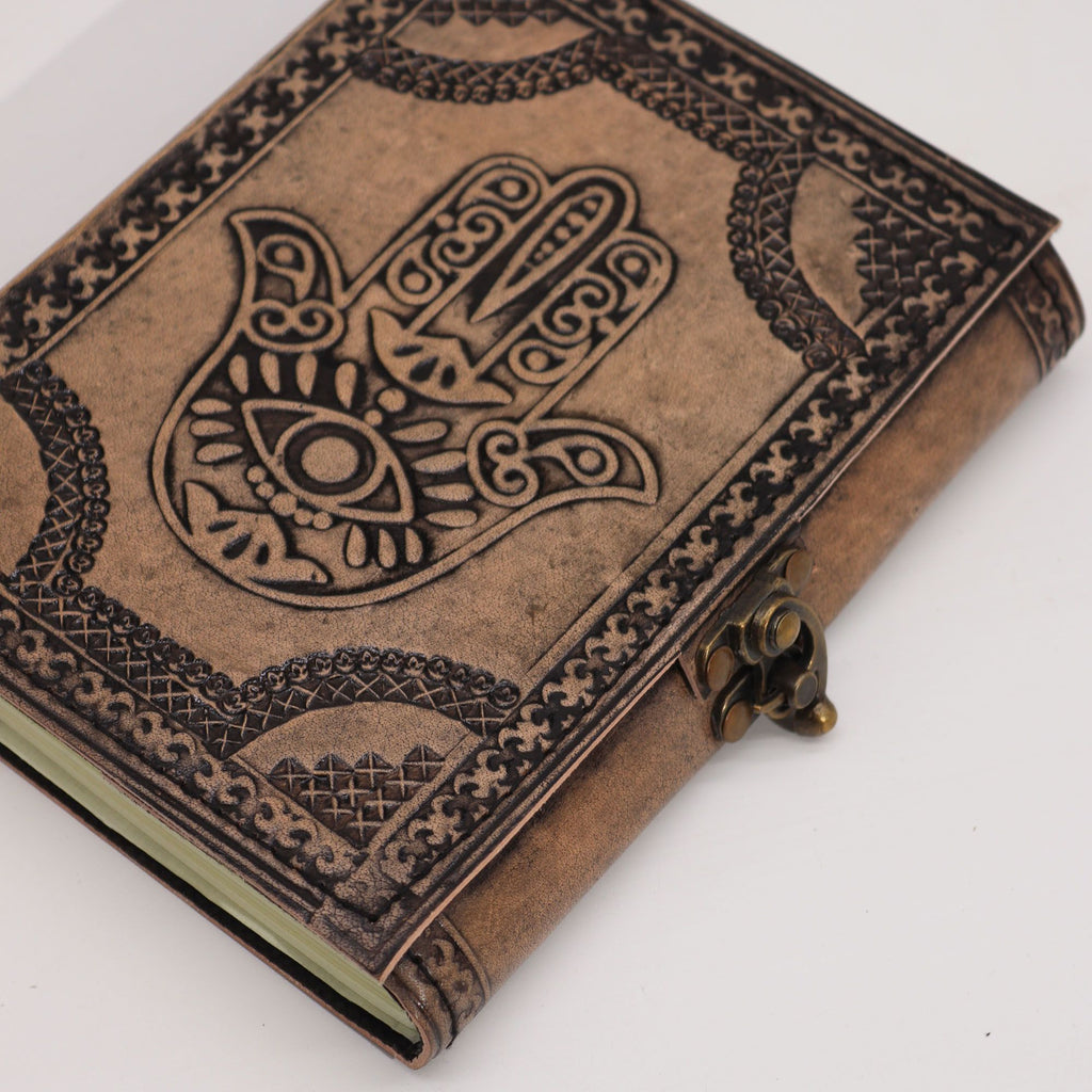 Hamsa Leather Esoteric Journal, leather notebook product photograph 2