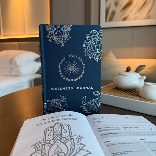 Midnight Blue Wellness Journal - 120 pages - Silver Zodiac