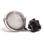 Black Obsidian raw crystal gemstone tea strainer with stainless steel mesh, Ivy Moon Emporium product photograph