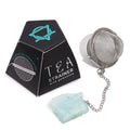 Aquamarine raw crystal gemstone tea strainer with stainless steel mesh, Ivy Moon Emporium product photograph
