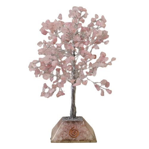 Rose Quartz Crystal Tree with Orgonite Base – 320 Stones