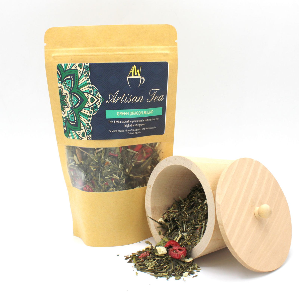 Green Dragon Green Tea & Fruit Blend loose leaf artisan tea, product photograph