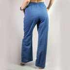 Rich Blue & Gold Hand-Painted Evil Eye Lounge Pants – L/XL