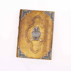 Owl Leather Journal with Zinc Decoration, leather notebook product photograph 2