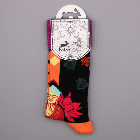 Hop Hare Bamboo Socks M/L - Pink Buddha & Lotus 