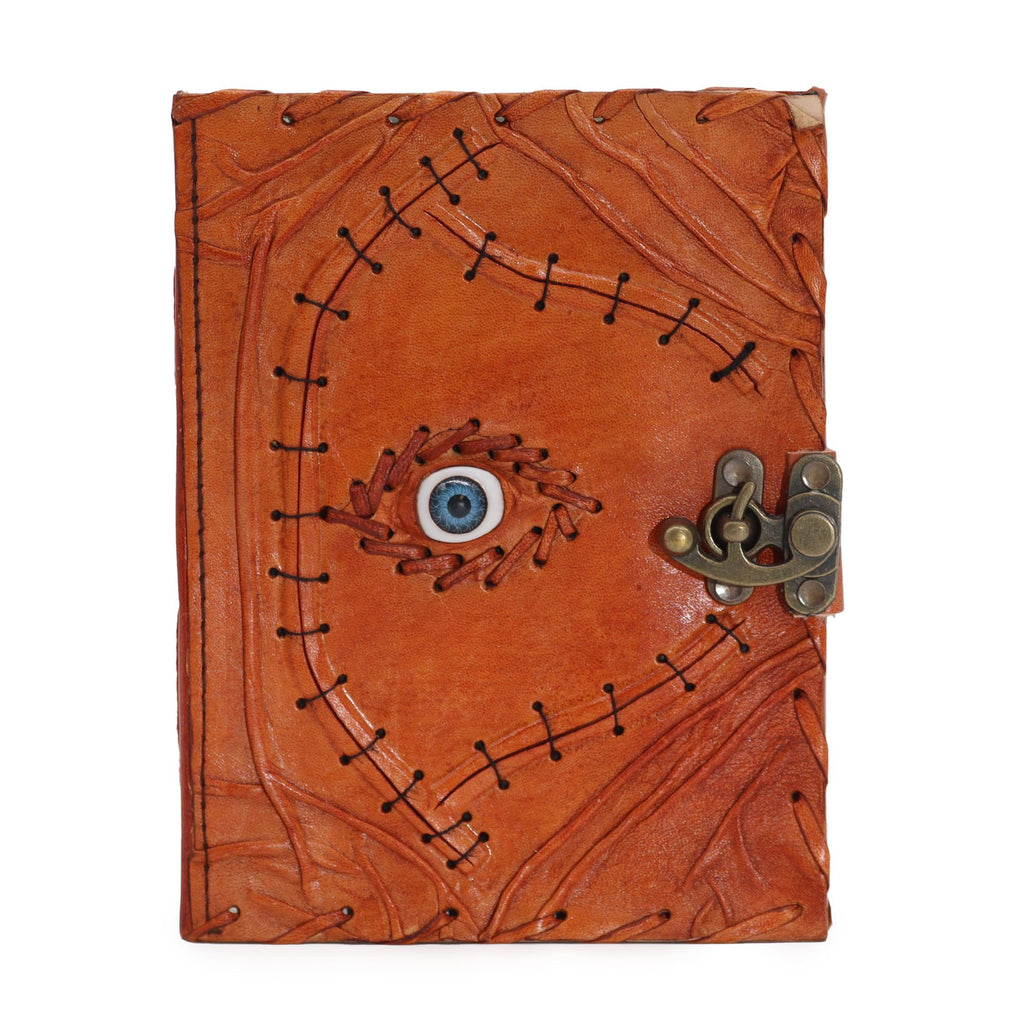 Evil Eye Leather Journal | Vintage Deckle-Edge Notebook, leather notebook product photograph