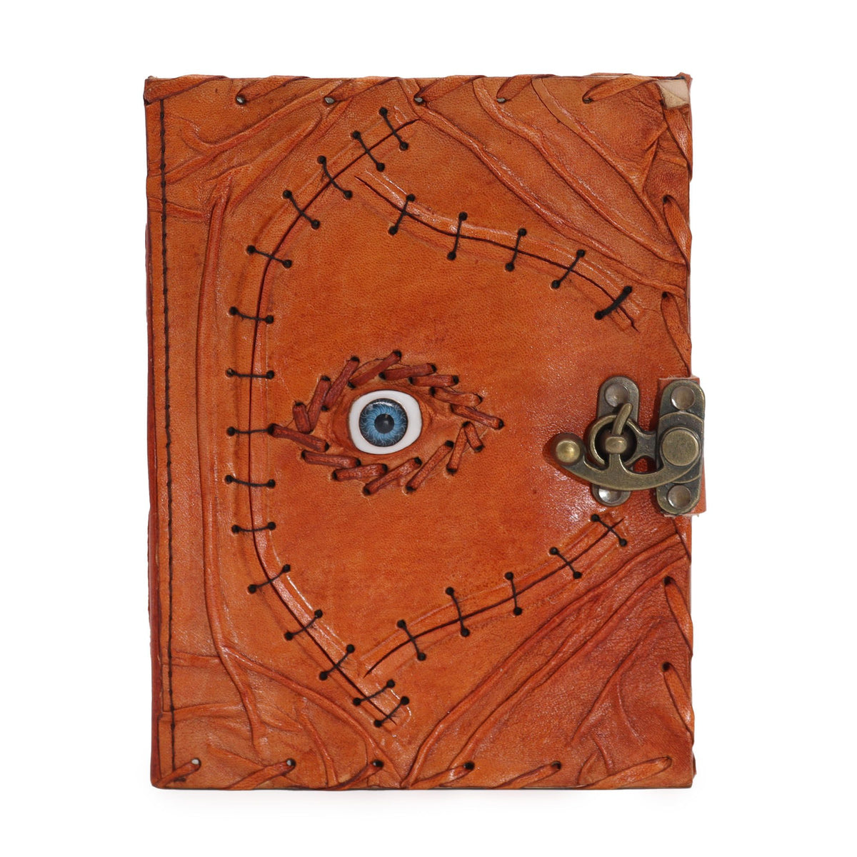 Evil Eye Leather Journal | Vintage Deckle-Edge Notebook, leather notebook product photograph
