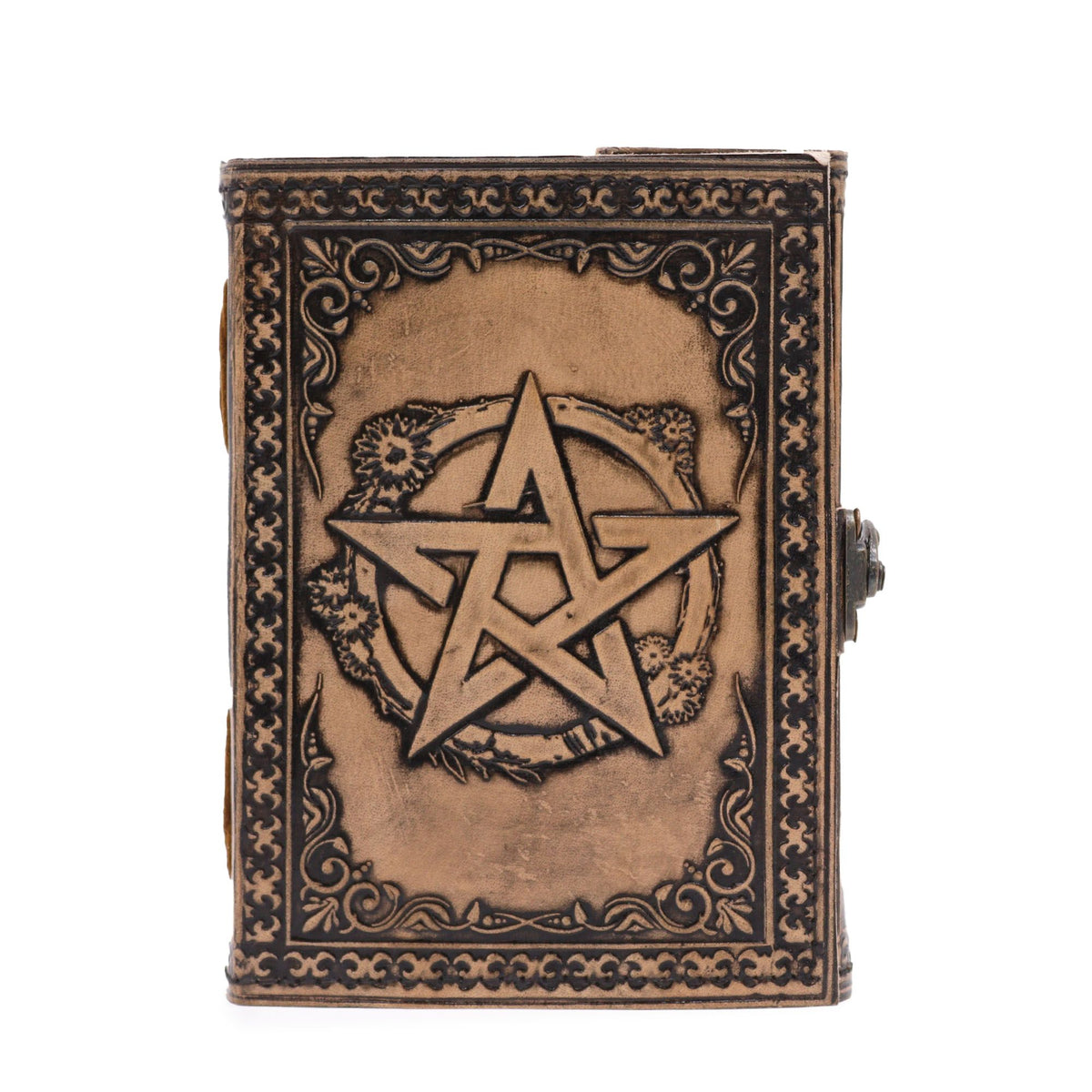 Pentacle Leather Esoteric Journal, leather notebook product photograph