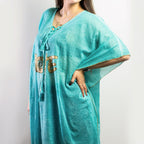 Turquoise & Gold Love Design Kaftan