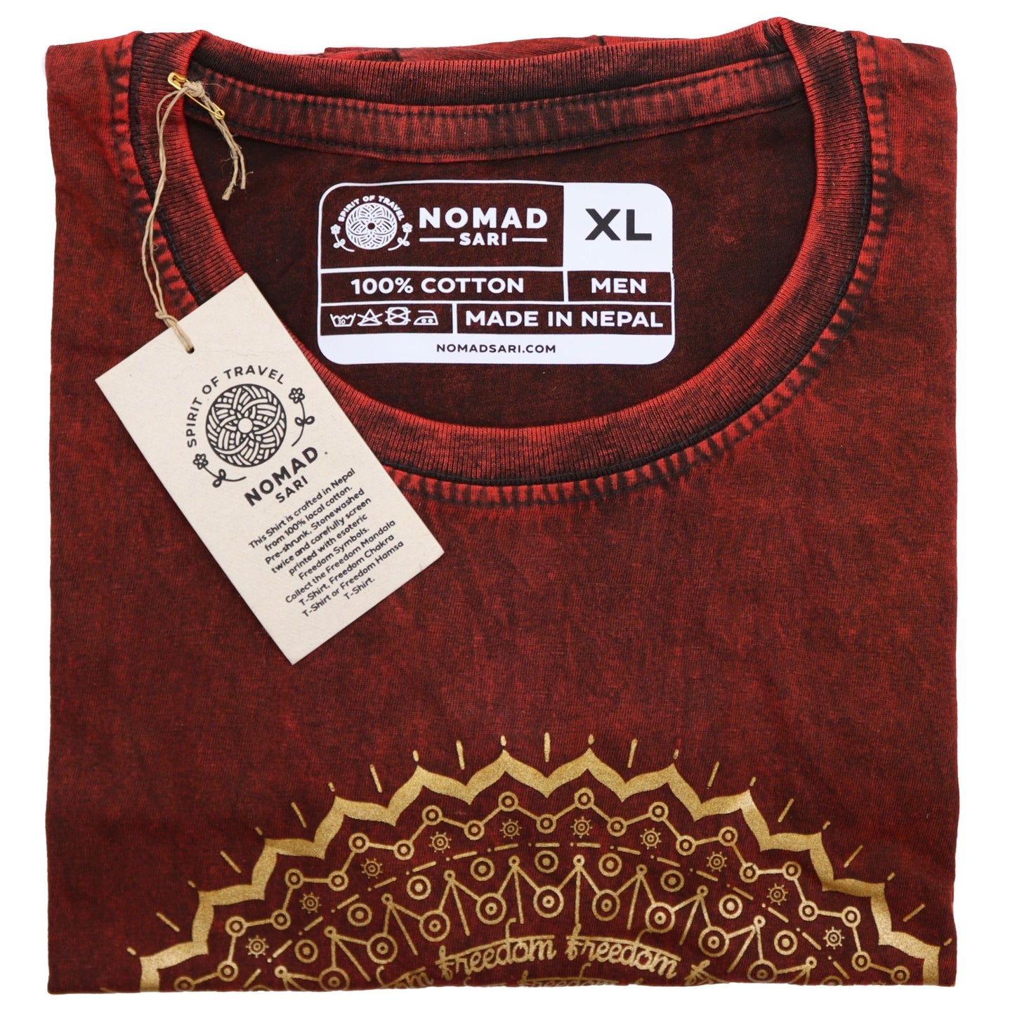 XLarge Stone Washed T-Shirt - Mandala - Maroon
