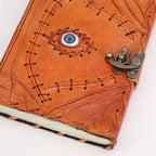 Evil Eye Leather Journal | Vintage Deckle-Edge Notebook, leather notebook product photograph 2