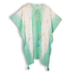 White, Turquoise & Gold Fish Kaftan