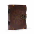 Lotus Mandala Leather Journal, leather notebook product photograph 2