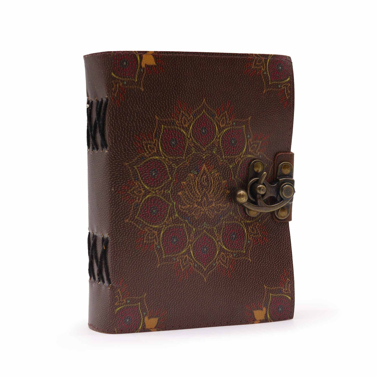 Lotus Mandala Leather Journal, leather notebook product photograph 2