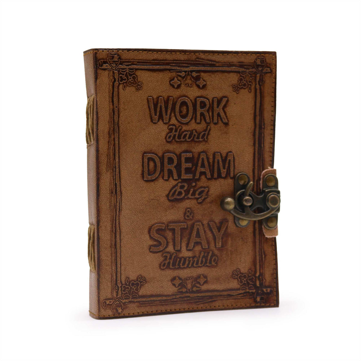 Work Hard, Dream Big Leather Journal, leather notebook product photograph 2