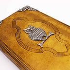 Owl Leather Journal with Zinc Decoration, leather notebook product photograph 5