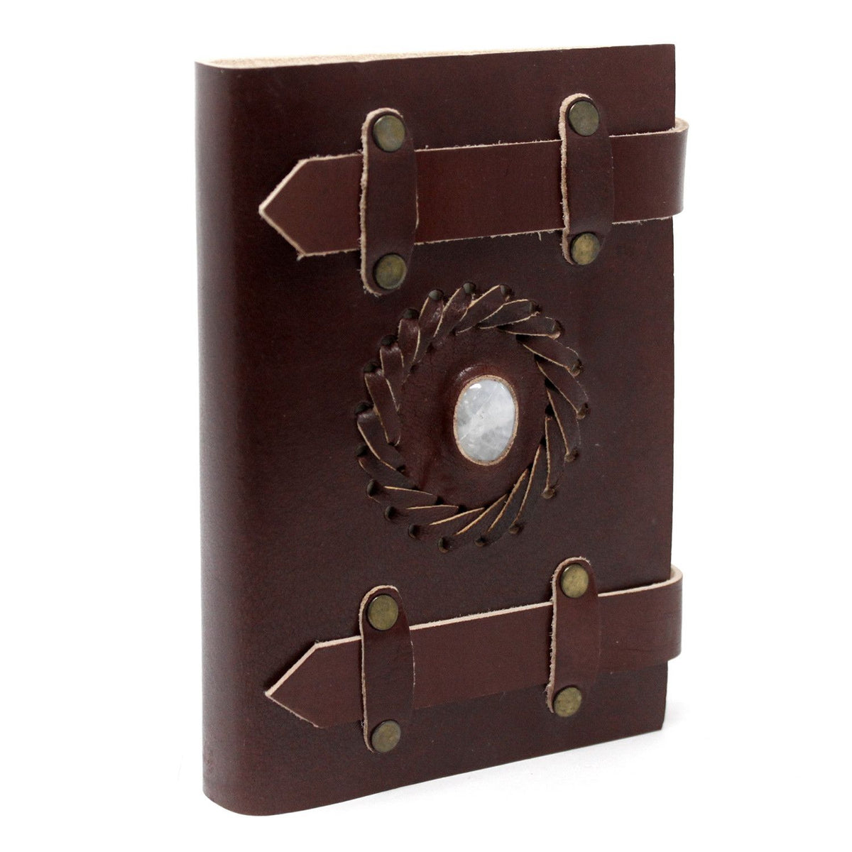 Leather Belted Notebook with Gemstone, leather notebook product photograph