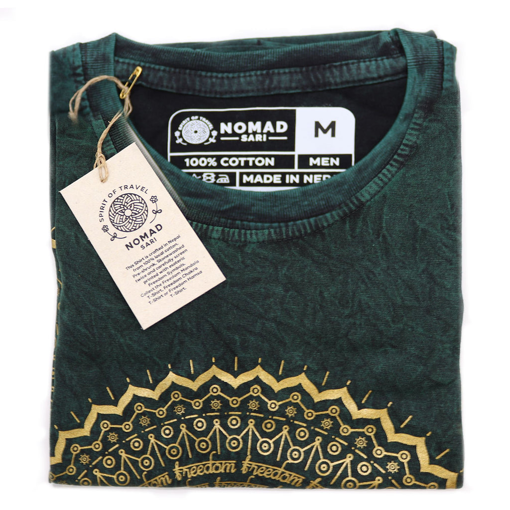 Medium Stone Washed T-Shirt - Mandala - Green