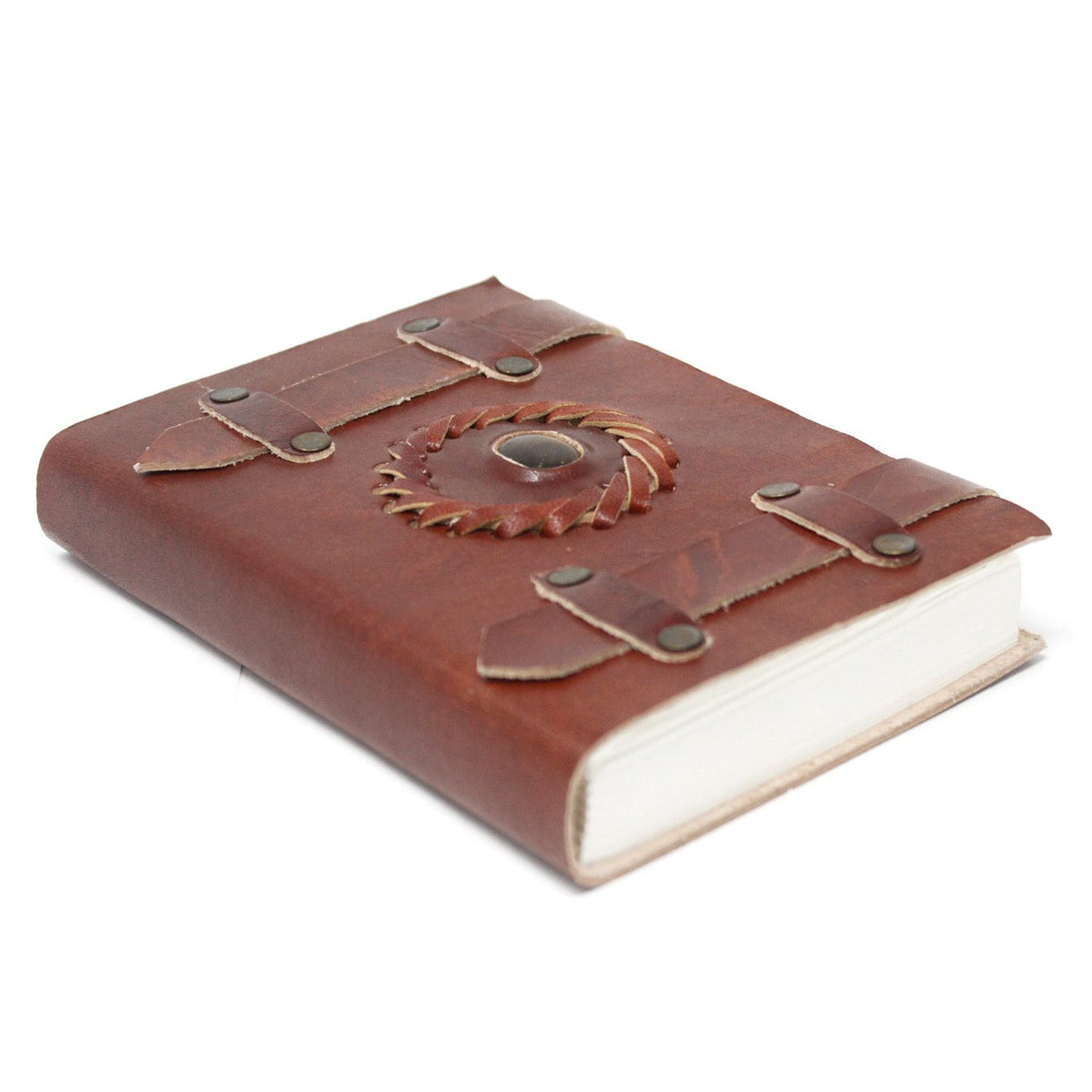 Tiger’s Eye Belted Leather Journal, leather notebook product photograph 2
