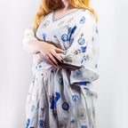 White, Blue & Gold Evil Eye Kaftan