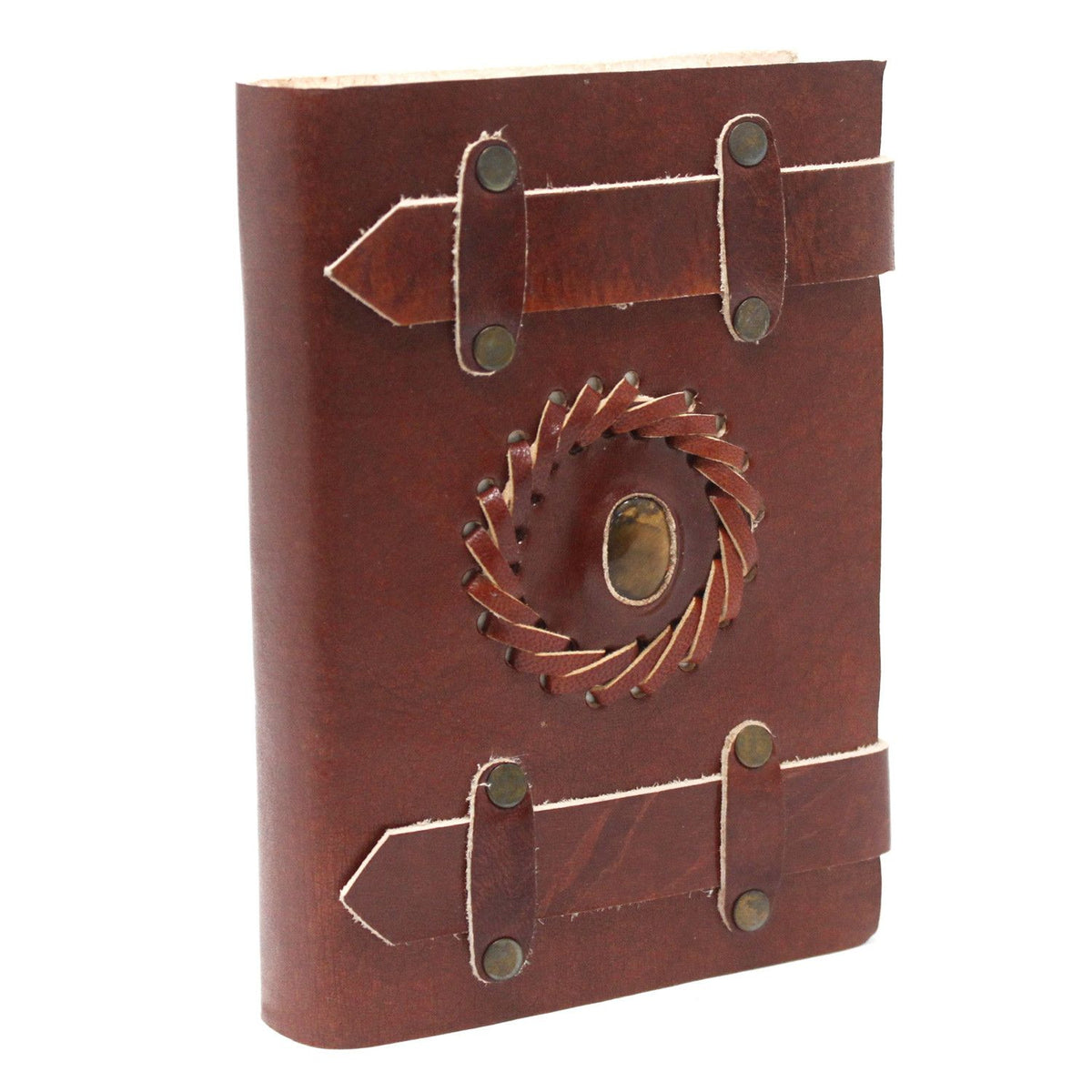 Leather Belted Notebook with Gemstone, leather notebook product photograph 3