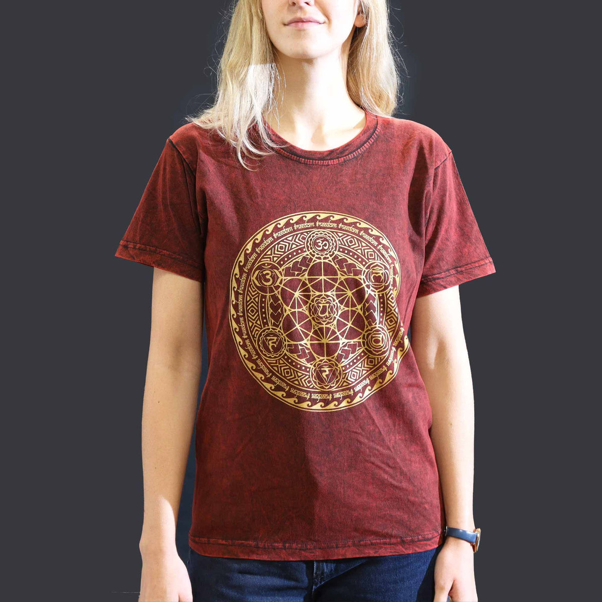Small Stone Washed T-Shirt - Chakra - Maroon