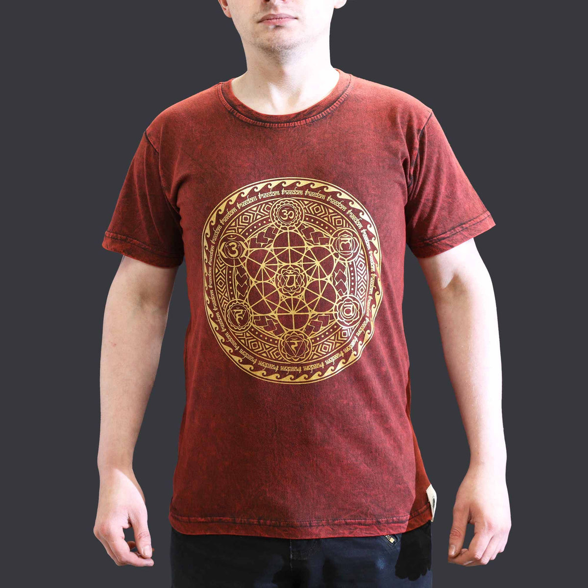 Small Stone Washed T-Shirt - Chakra - Maroon