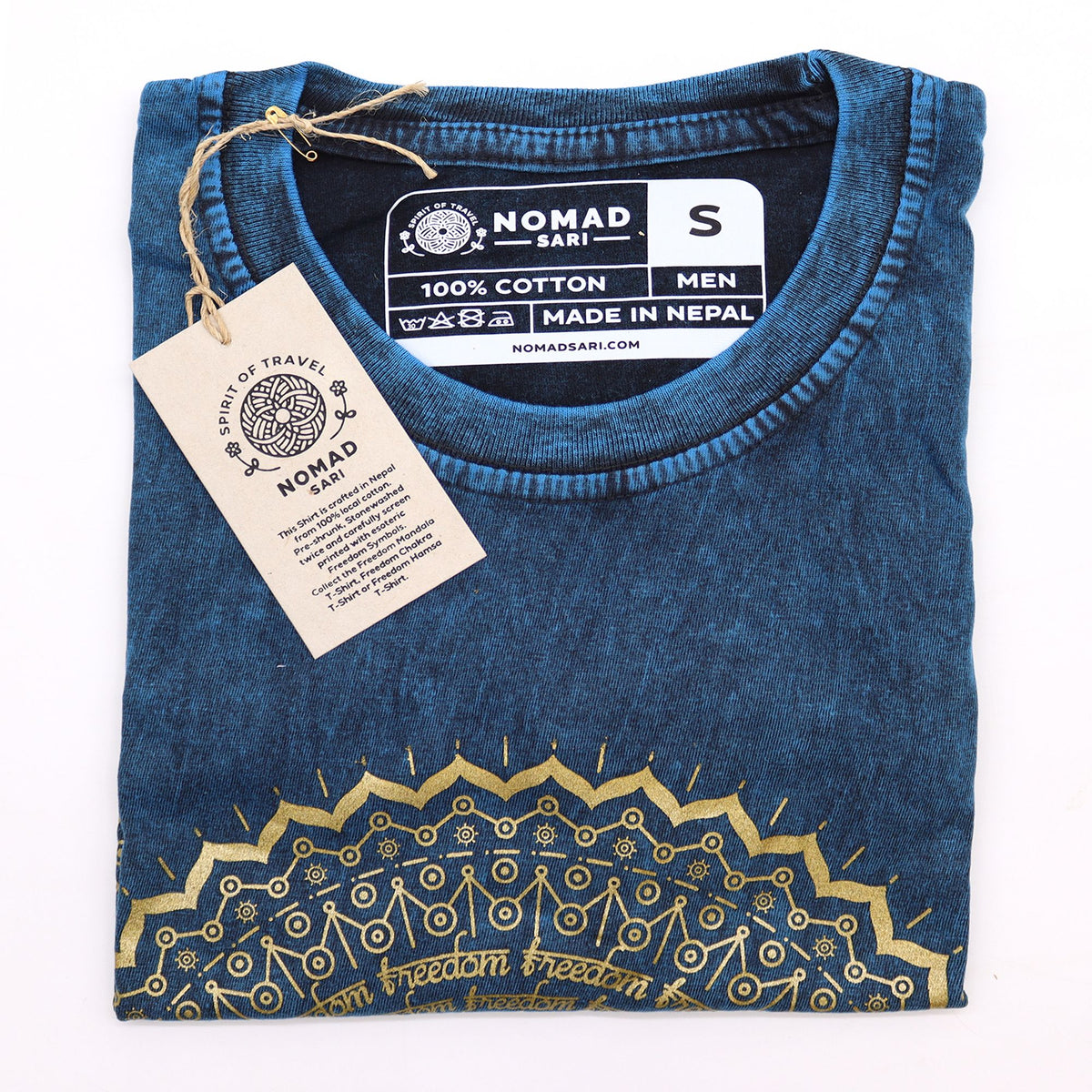 Small Stone Washed T-Shirt - Mandala - Blue