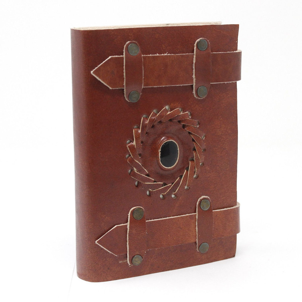 Leather Belted Notebook with Gemstone, leather notebook product photograph 4
