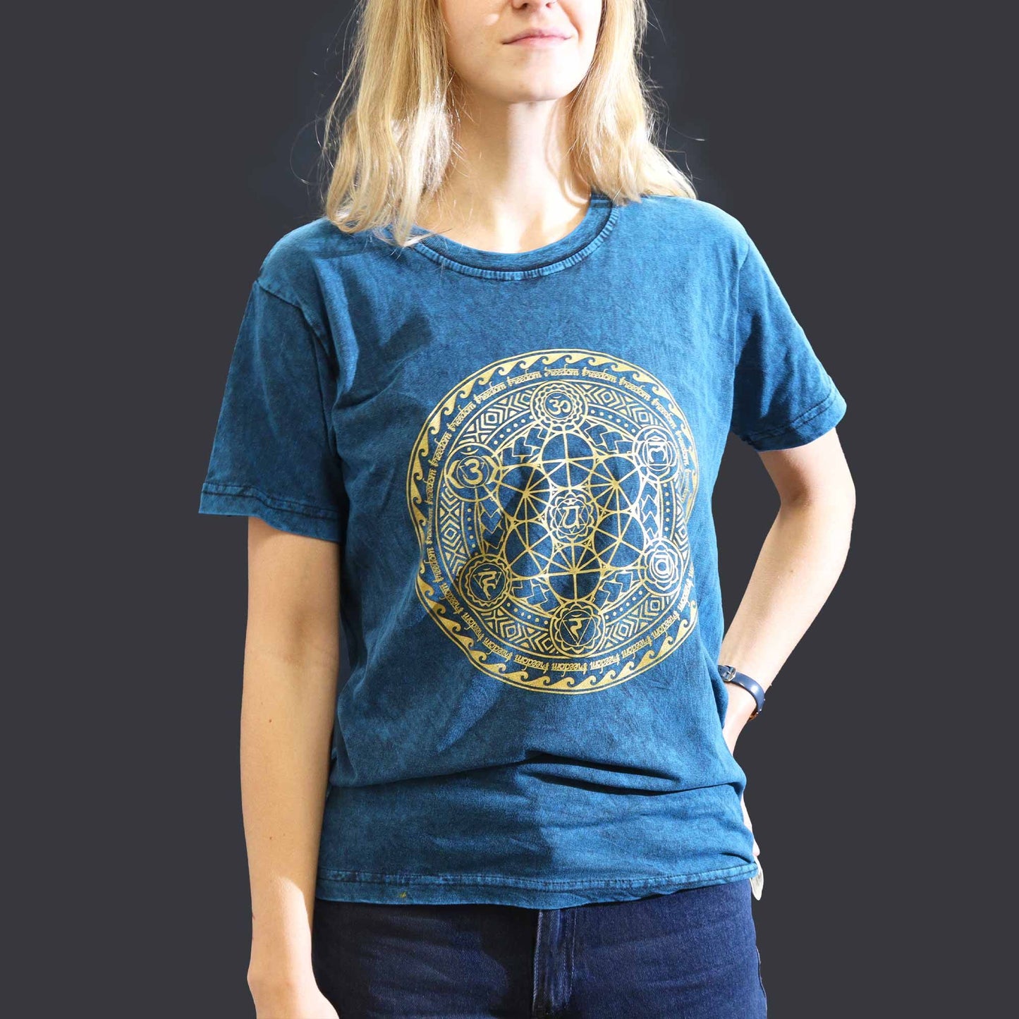 Small Stone Washed T-Shirt - Chakra - Blue