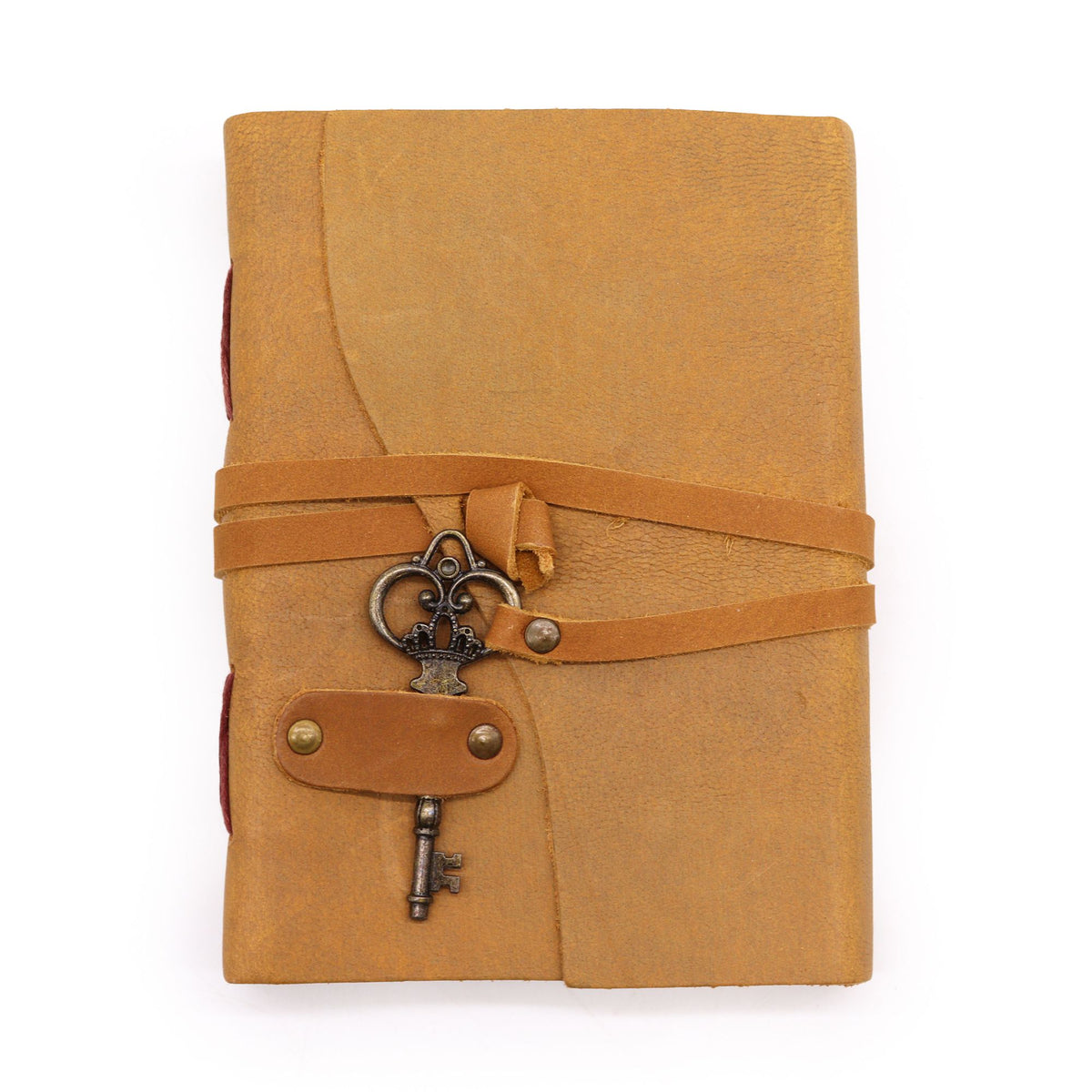 Oiled Tan Leather Journal with Key, leather notebook product photograph
