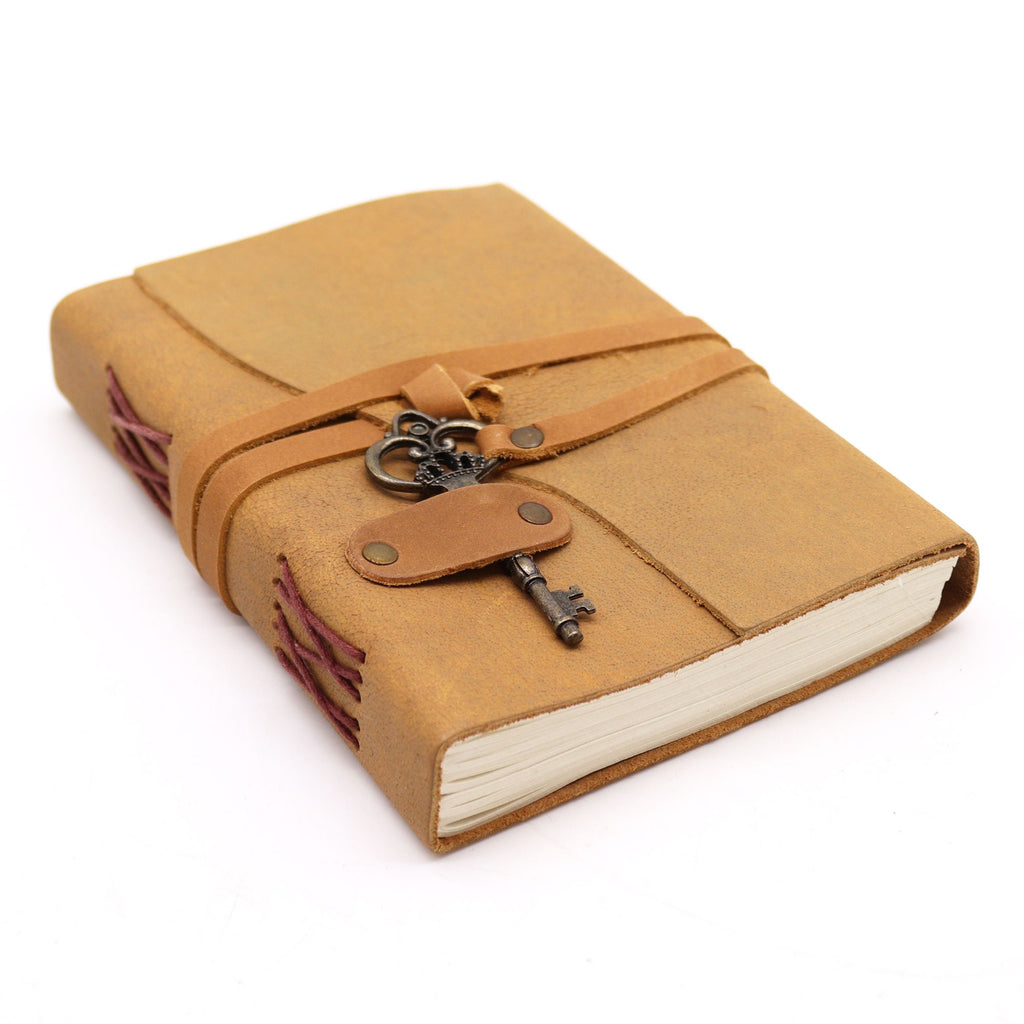Oiled Tan Leather Journal with Key, leather notebook product photograph 2