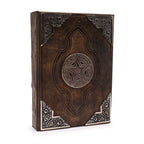Pentagon Leather Journal with Zinc Decoration, leather notebook product photograph