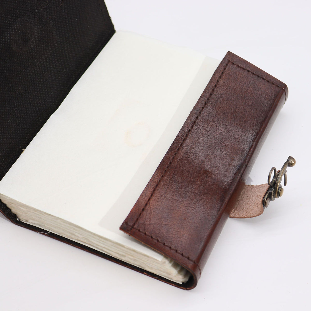 Black Tan Evil Eye Leather Journal, leather notebook product photograph 3
