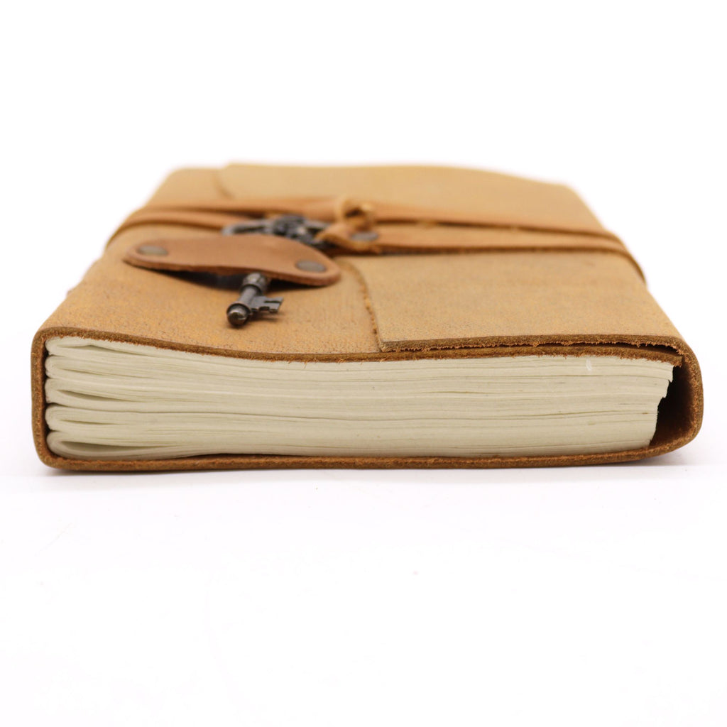 Oiled Tan Leather Journal with Key, leather notebook product photograph 3