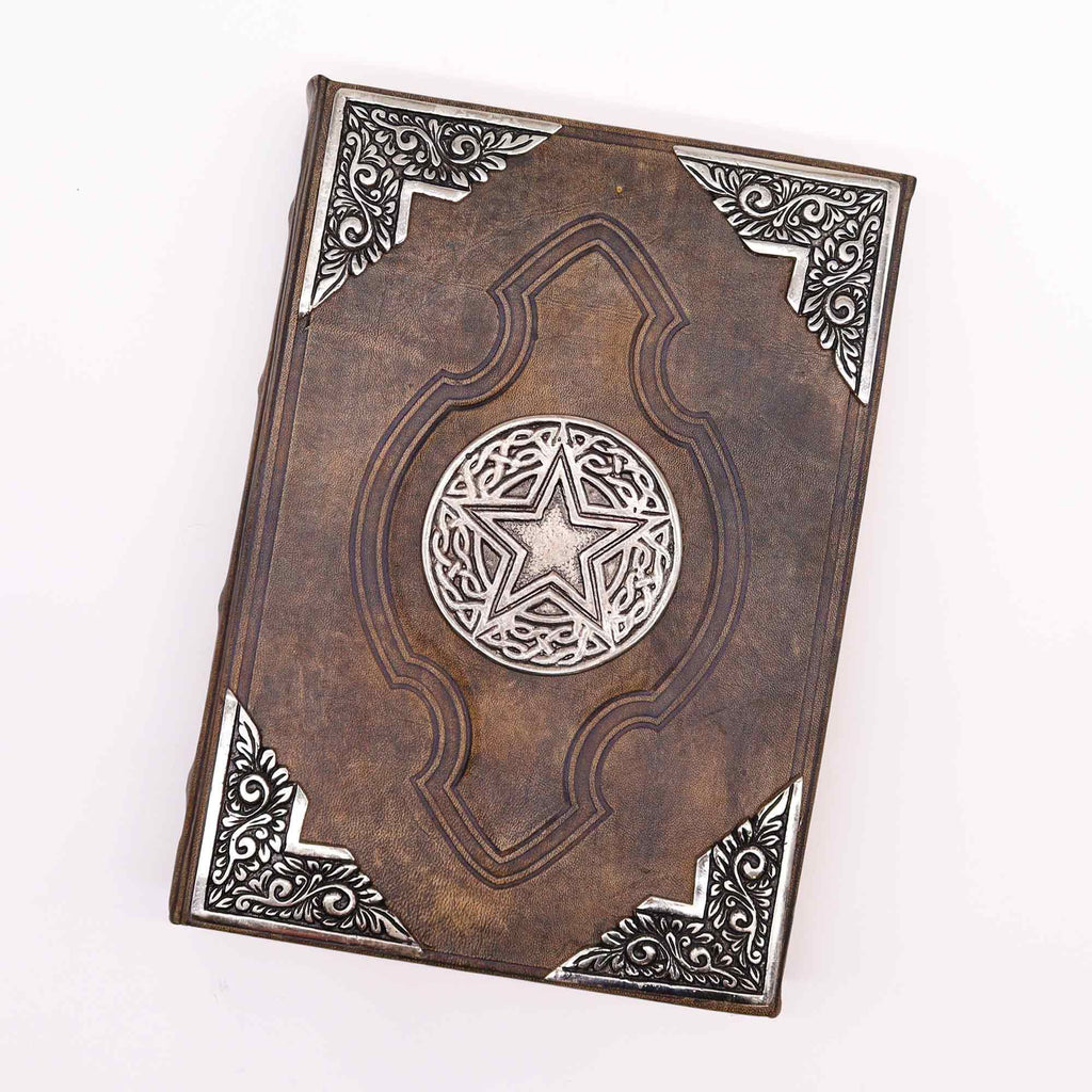 Pentagon Leather Journal with Zinc Decoration, leather notebook product photograph 2