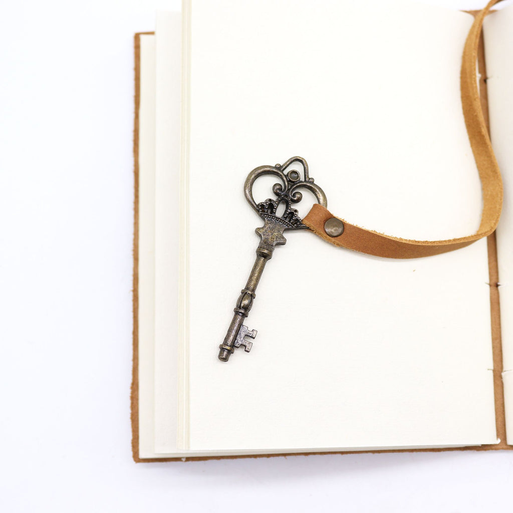 Oiled Tan Leather Journal with Key, leather notebook product photograph 4
