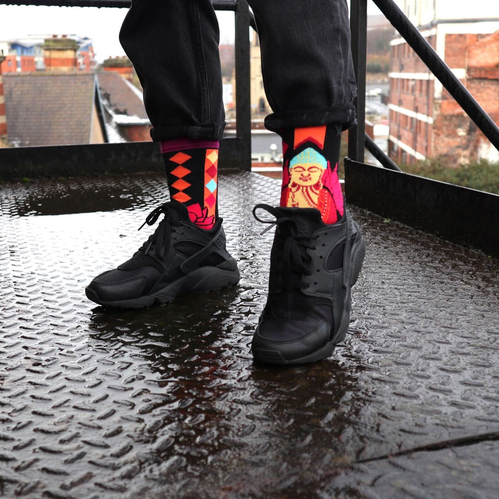 Hop Hare Bamboo Socks M/L - Pink Buddha & Lotus 