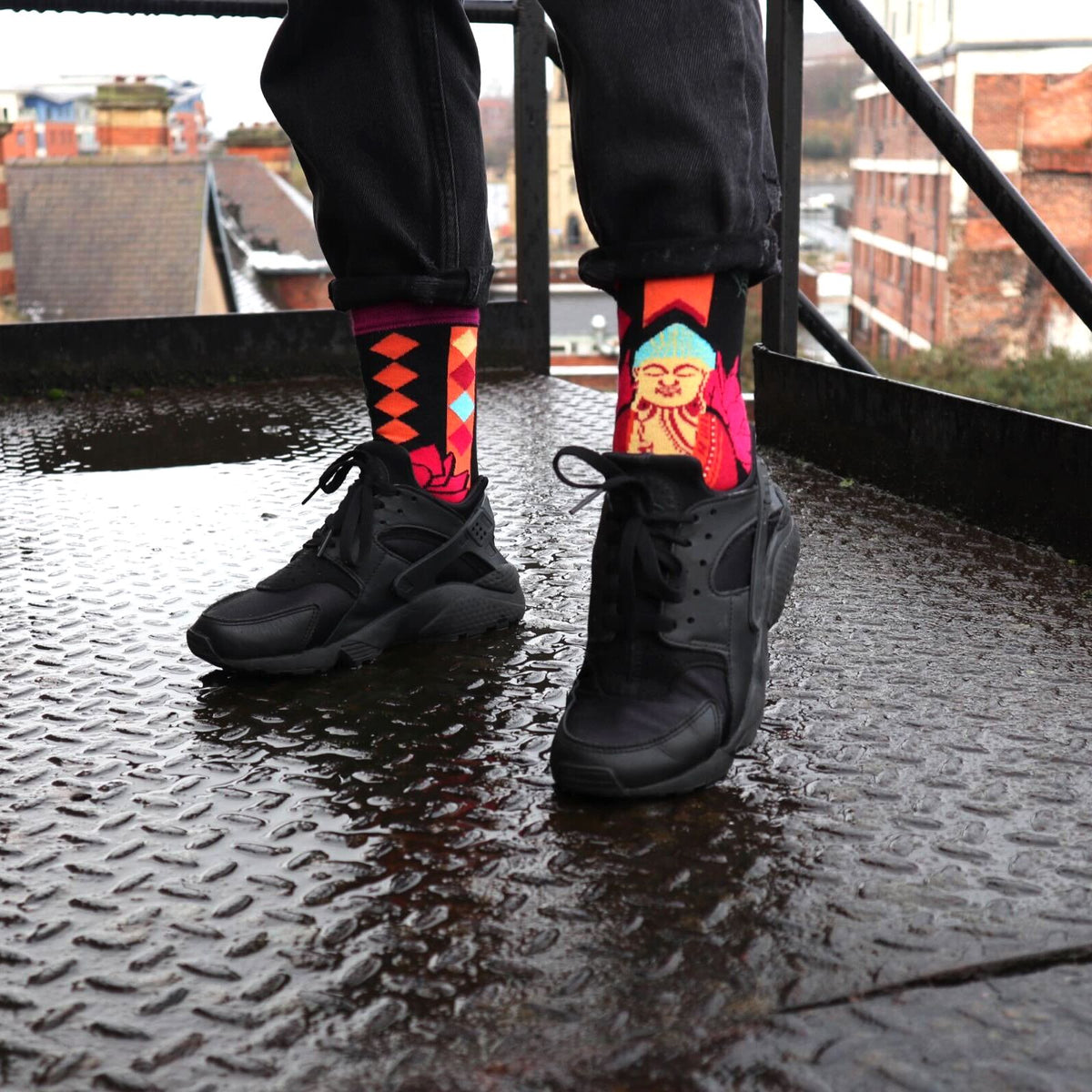 Hop Hare Bamboo Socks M/L - Pink Buddha & Lotus 