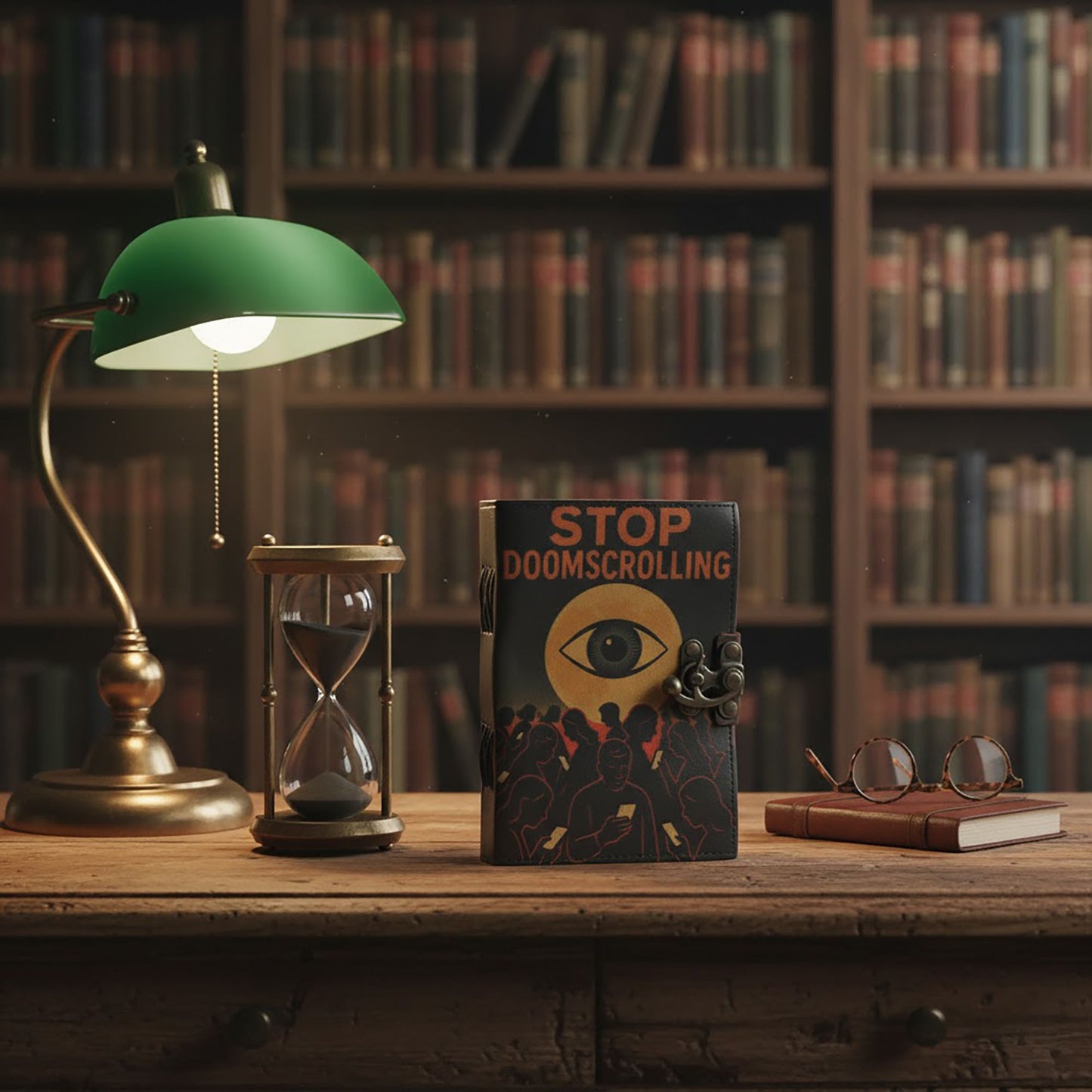 Leather Printed Notebook – Stop Doom Scrolling - 17.8x12.7 cm