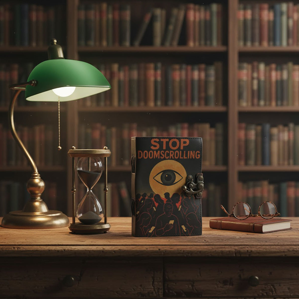 Stop Doomscrolling Leather Journal, leather notebook product photograph 2